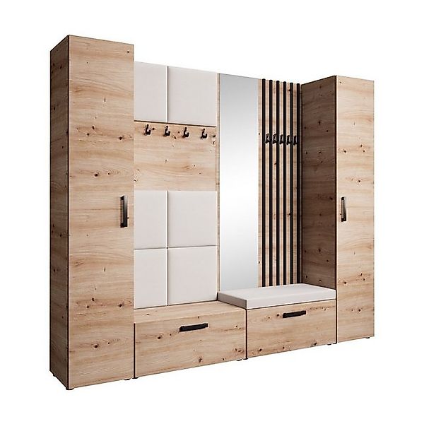 Beautysofa Garderobenschrank mit gepolsterten Paneelen und Spiegel MARGARET günstig online kaufen