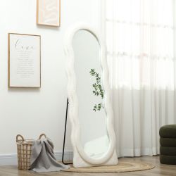 HOMCOM Standspiegel mit Wellendesign, Bruchsichere Glas günstig online kaufen