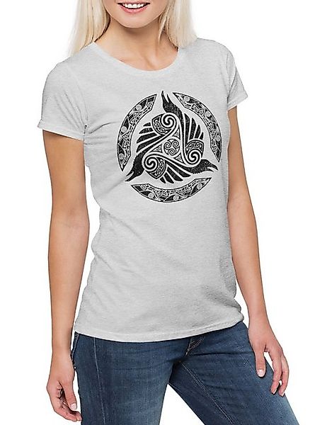 Urban Backwoods Print-Shirt Viking Raven Circle Damen T-Shirt Raben Hugin M günstig online kaufen