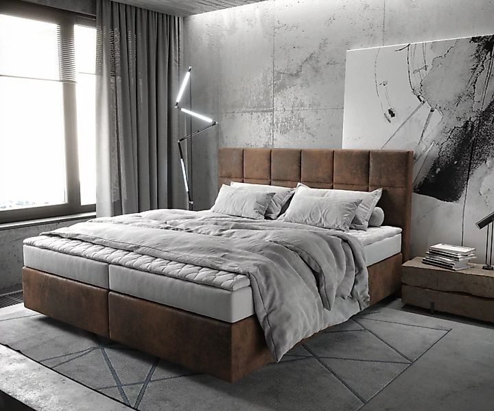DELIFE Boxspringbett Dream-Fine, Mikrofaser Braun 180x200 günstig online kaufen