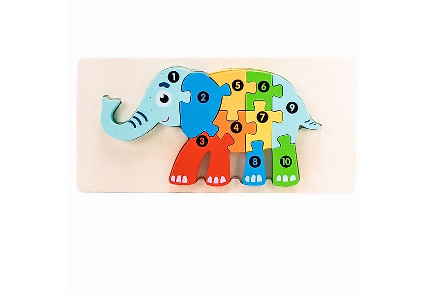 GICO Steckpuzzle Holzpuzzle Elefant mit Zahlen von 1 bis 10- 3910, Puzzlete günstig online kaufen