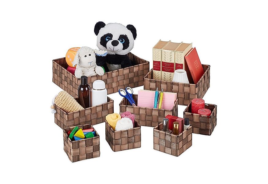 relaxdays Aufbewahrungskorb 8 tlg. Set geflochte, braun günstig online kaufen