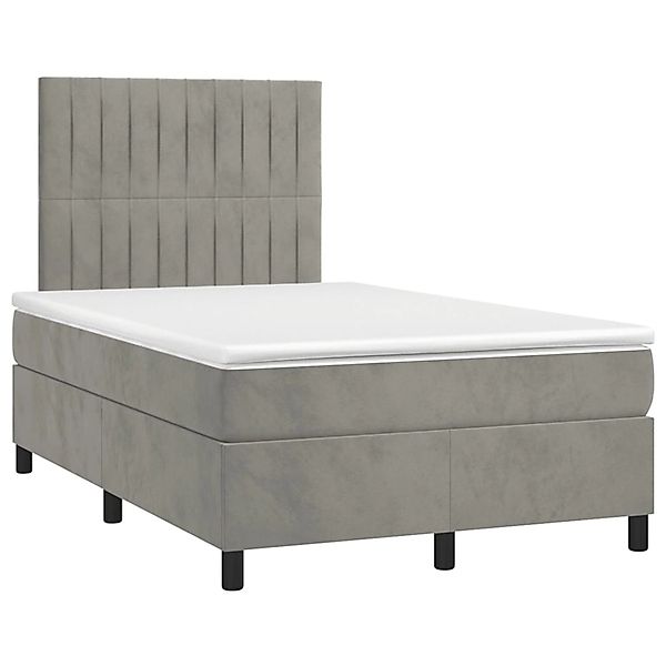 vidaXL Boxspringbett mit Matratze & LED Hellgrau 120x200 cm Samt 3136233 günstig online kaufen