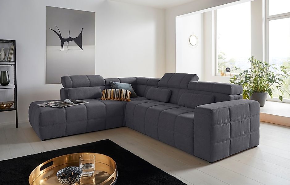 DOMO collection Ecksofa "Brandon L-Form, auch in Leder", inklusive Kopfteil günstig online kaufen