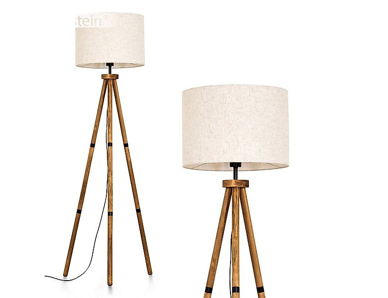 hofstein Stehlampe Stehlampe aus Holz/Stoff in Naturfarben/Beige/Weiß, ohne günstig online kaufen