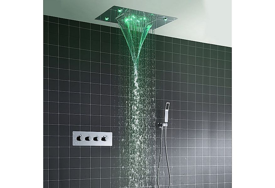 Oihpaw Duschsystem Mit Thermostat Kopfbrause Mit LED-Licht Handbrause, 3 St günstig online kaufen