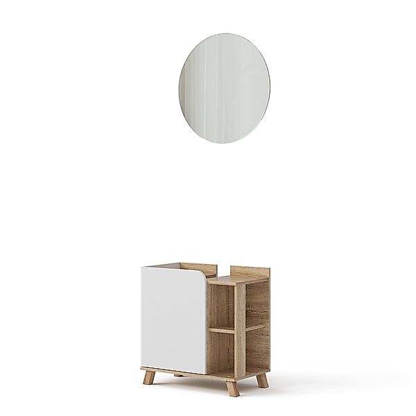 Vicco Badmöbel-Set Karen Sonoma/Weiß 2 Teile Opt 3 günstig online kaufen