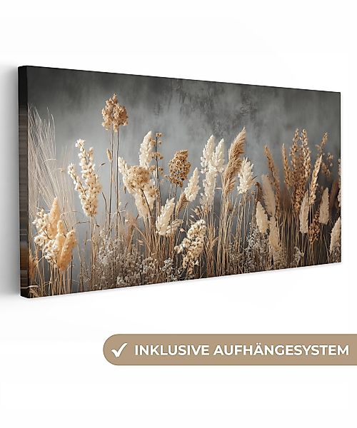OneMillionCanvasses® Leinwandbild Panorama Getrocknete Feldblumen - günstig online kaufen