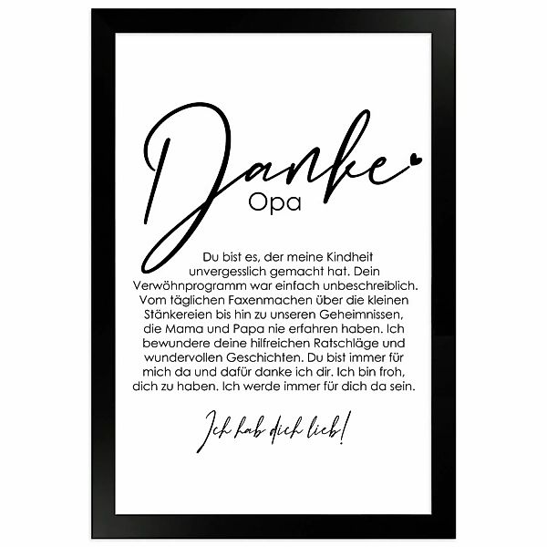 WANDStyle Gerahmtes Poster Danke Opa 20 x 30 cm Geschenkidee für Eine Perso günstig online kaufen