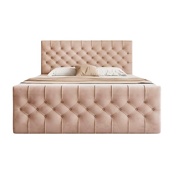 Goldstoff Boxspringbett TAURIEL mit Zwei Bettkasten günstig online kaufen