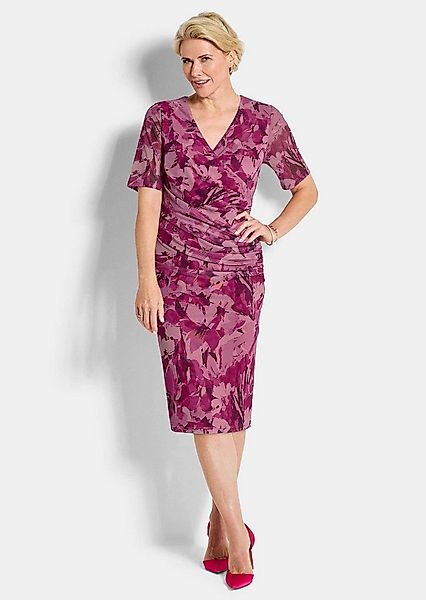 GOLDNER Abendkleid Kurzgröße: Wickelkleid mit Blumenmuster Stretchkleid mit günstig online kaufen