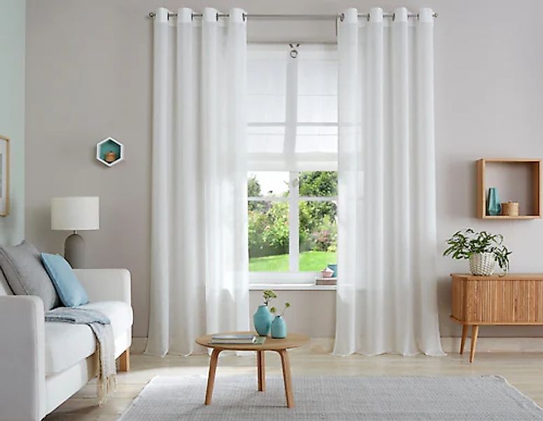 my home Gardine »Fiete« Ösen 1 Stk. tlg. Leinen Optik, monochrom, basic, pf günstig online kaufen