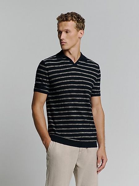 NO EXCESS T-Shirt Pullover Short Sleeve Polo V Stripes With Linen günstig online kaufen