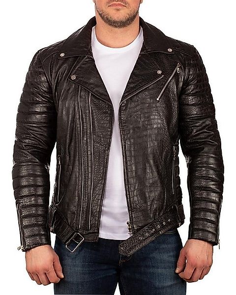 Reichstadt Lederjacke Herren Regular Fit Bikerjacke Crocodile Black XXL 20R günstig online kaufen