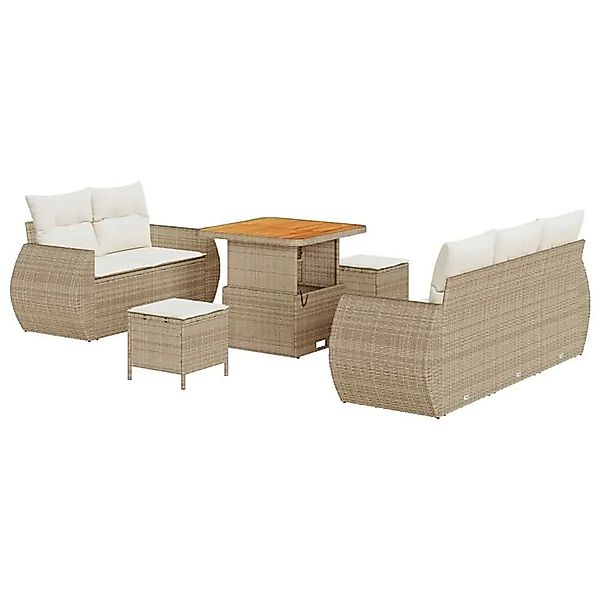 vidaXL Gartensofa-set mit Kissen 8-Tlg Beige und Creme Poly-Rattan 3363766 günstig online kaufen
