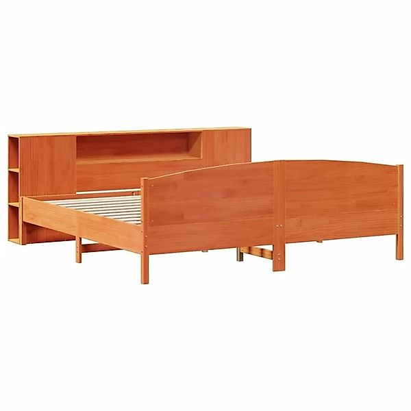 vidaXL Massivholzbett mit Regal ohne Matratze Wachsbraun 200x200 cm 3323055 günstig online kaufen
