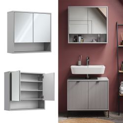 Vicco Badezimmerspiegelschrank Eliza, Grau/Grau, 70 x günstig online kaufen