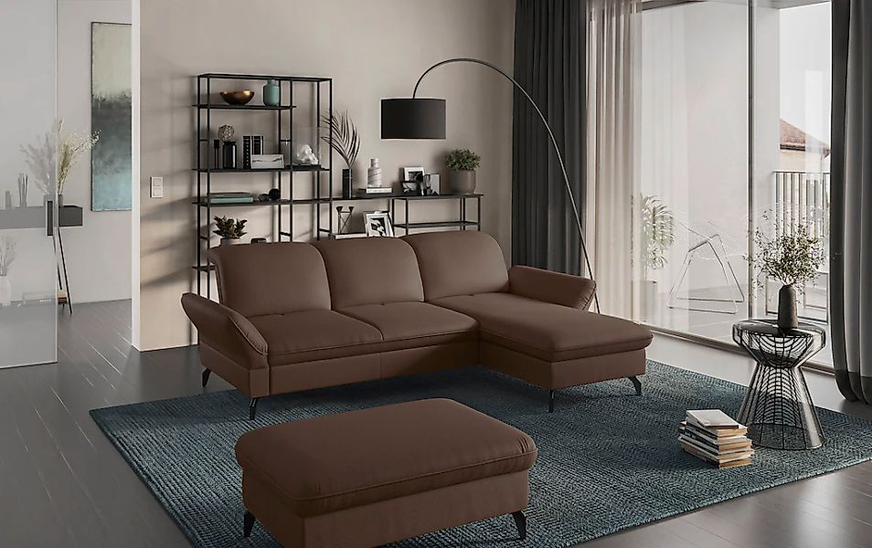 sit&more Ecksofa »Leandro L-Form« Wahlweise mit Bett-, Kopfteil - und Armle günstig online kaufen