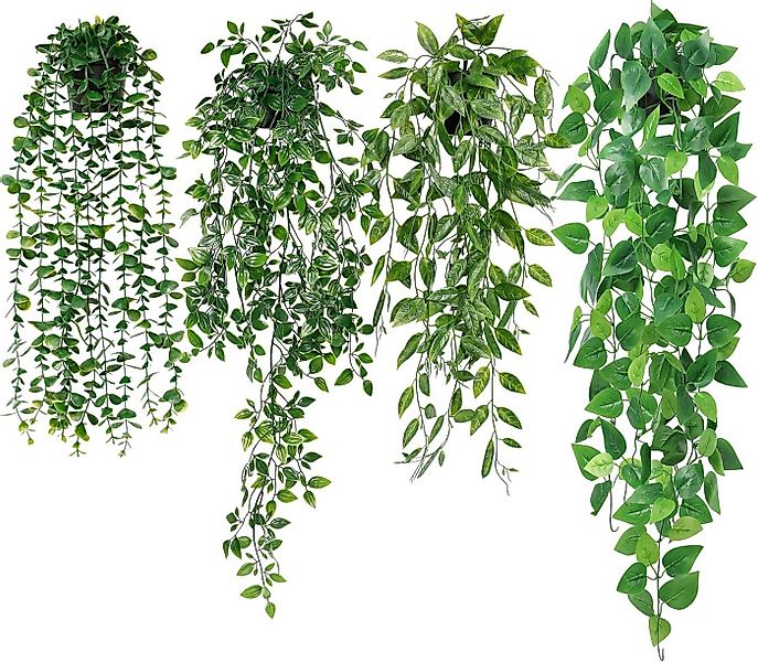 Kunstpflanze mit 1 künstlichen Hängepflanzen (60cm) mit Topf,Kunstpflanzen, günstig online kaufen