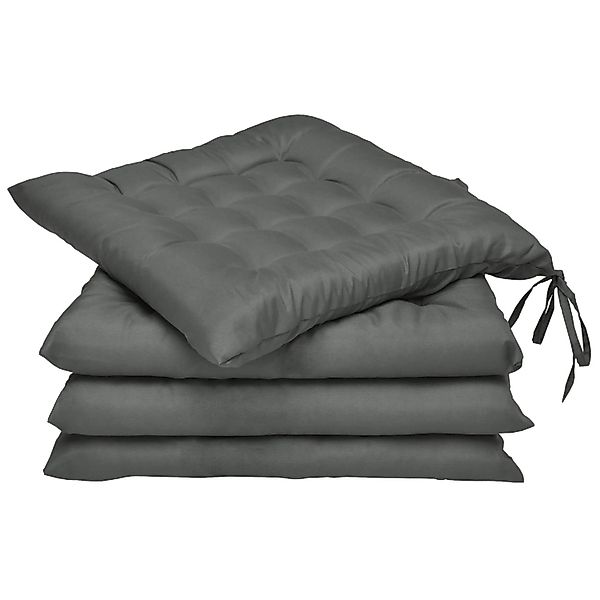 Beautissu 4er Set Stuhlkissen 40x40 mit Bändern Lea Anthrazit günstig online kaufen