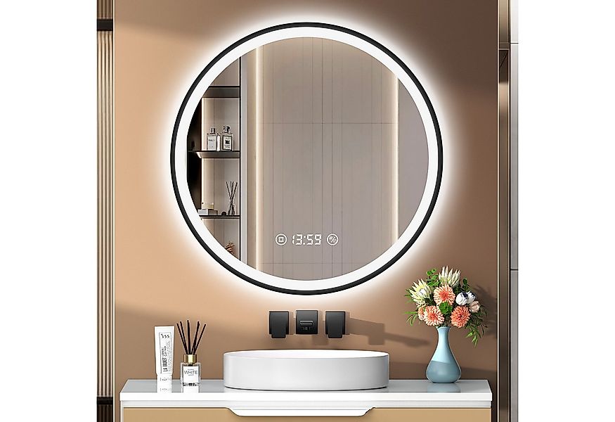 PESENXAN Badspiegel Runder LED Spiegel mit Beleuchtung, LED Badezimmerspieg günstig online kaufen
