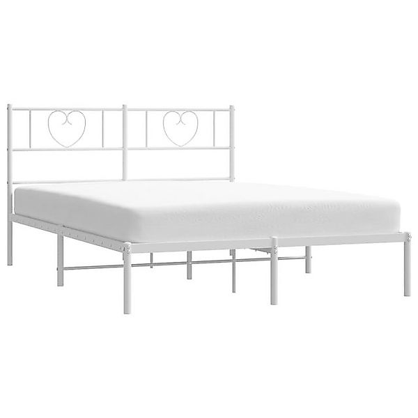 vidaXL Bett Bettgestell mit Kopfteil Metall Weiß 160x200 cm günstig online kaufen