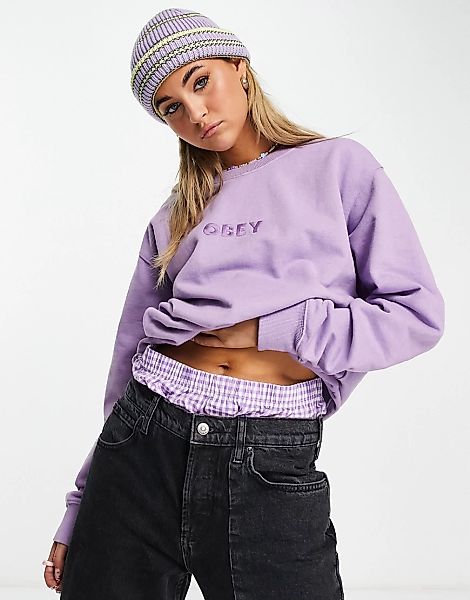 Obey – Kastiges Sweatshirt mit Logo auf der Brust-Lila günstig online kaufen
