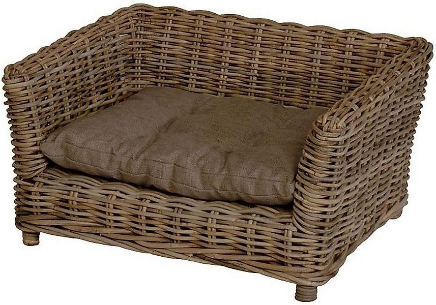 Krines Home Tierbett Hundekorb/Hundebett aus Natur Rattan mit Kissen/Großer günstig online kaufen