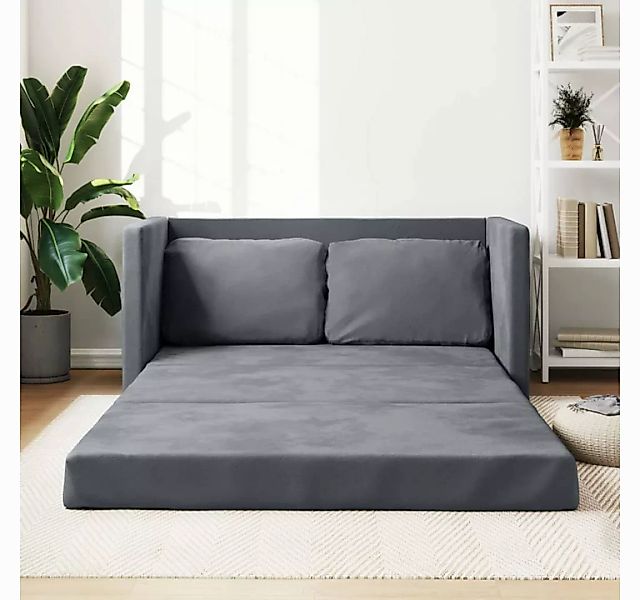 vidaXL Sofa Bodensofa mit Schlaffunktion Dunkelgrau 122x204x55 cm Samt günstig online kaufen