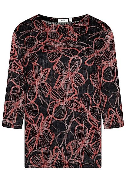 elanza T-Shirt Feinstrick-Shirt mit Blüten-Print in Schwarz/Braun (1-tlg) günstig online kaufen