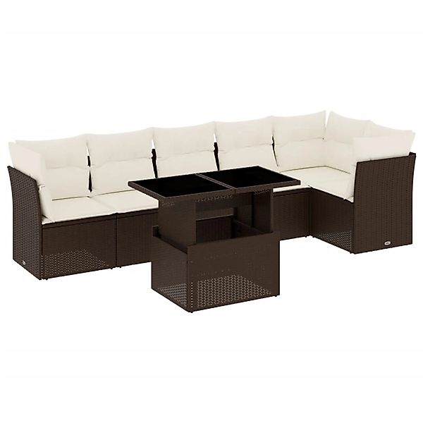 vidaXL 7-tlg Garten-Sofagarnitur mit Kissen Braun Poly Rattan Modell 12 günstig online kaufen