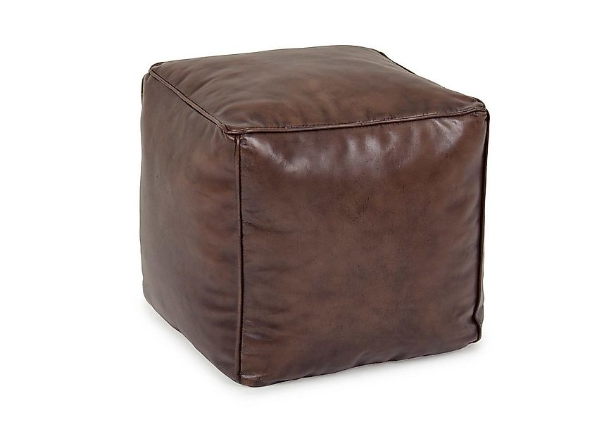 Bizzotto Pouf Mendez aus Leder, Braun, Echtes Leder günstig online kaufen