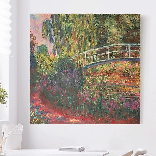 Leinwandbild Blumen - Quadrat Claude Monet - Japanische Brücke im Garten vo günstig online kaufen