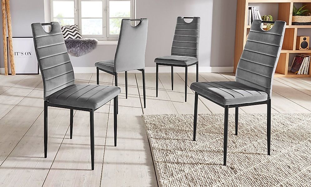 INOSIGN Esszimmerstuhl (Set, 4 St), (2 oder 4 Stück) mit Samtbezug, Rückenl günstig online kaufen