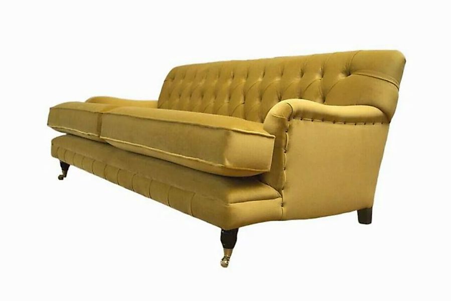 JVmoebel Chesterfield-Sofa 3-SITZIGES CHESTERFIELD-SOFA AUS SENFGELBEM SAMT günstig online kaufen