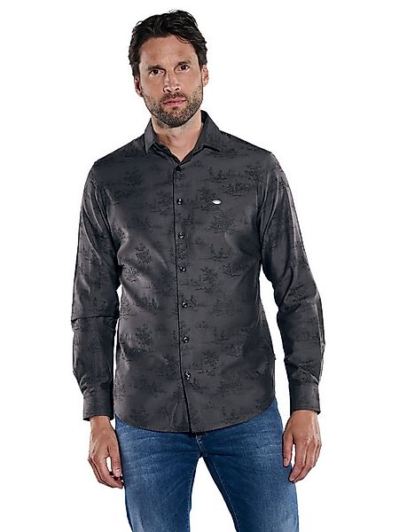 Engbers Langarmhemd engbers Herren Langarm-Hemd gemustert, Schwarzbraun günstig online kaufen