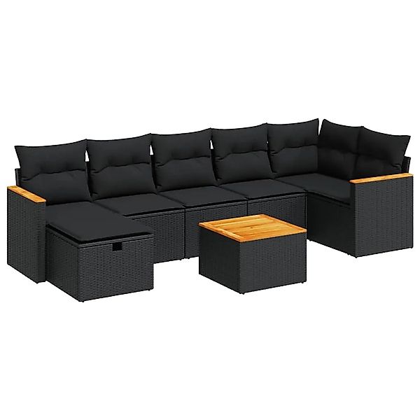vidaXL 8-Tlg Garten-Sofagarnitur mit Kissen Schwarz Poly Rattan 3325933 günstig online kaufen