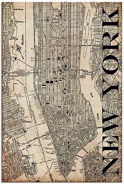 Artland Wandbild »New York Karte Straßen Karte Grunge« Amerika 1 Stk. tlg. günstig online kaufen