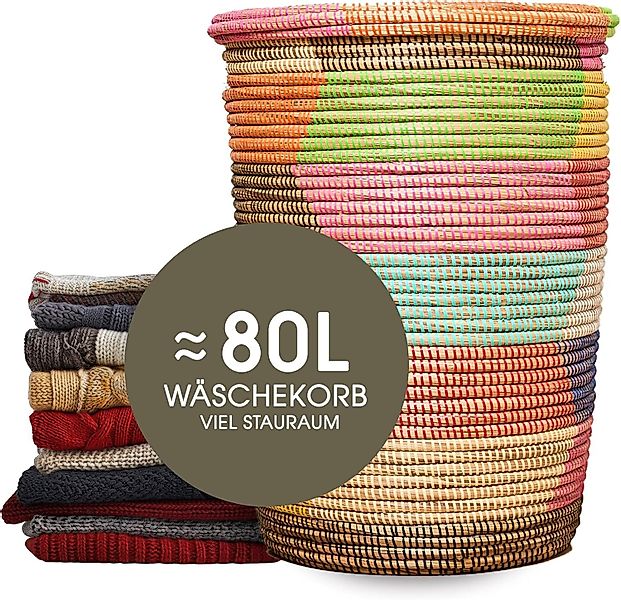 YAADU Wäschekorb mit flachem Deckel 80L günstig online kaufen