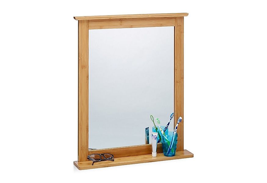 relaxdays Wandspiegel Bambus mit Ablage günstig online kaufen