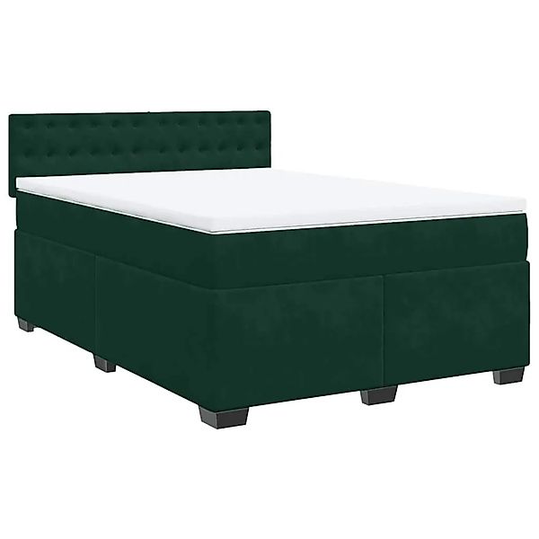 vidaXL Boxspringbett mit Matratze Dunkelgrün 140x200 cm Samt 3288645 günstig online kaufen