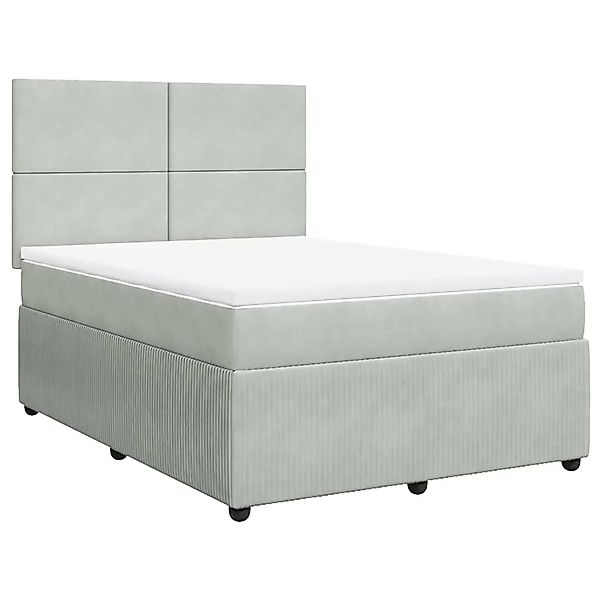 vidaXL Boxspringbett mit Matratze Hellgrau 140x190 cm Samt 3292328 günstig online kaufen