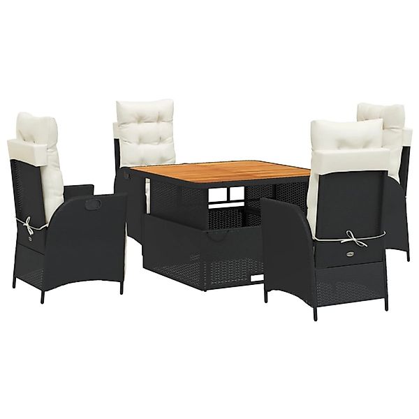 vidaXL 5-Tlg Garten-Essgruppe mit Kissen Schwarz Poly Rattan 3277438 günstig online kaufen
