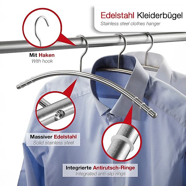 SO-TECH® Kleiderbügel Garderobenbügel Edelstahl SS201 gebürstet günstig online kaufen