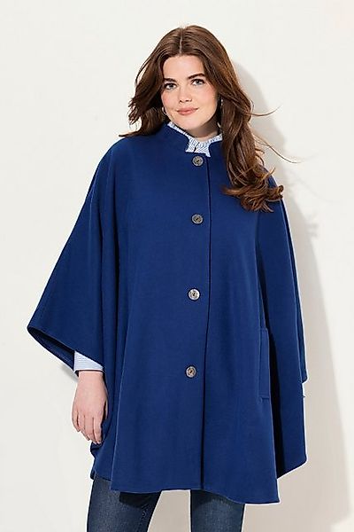 Ulla Popken Sommerjacke Cape Stehkragen Knopfleiste Langarm günstig online kaufen