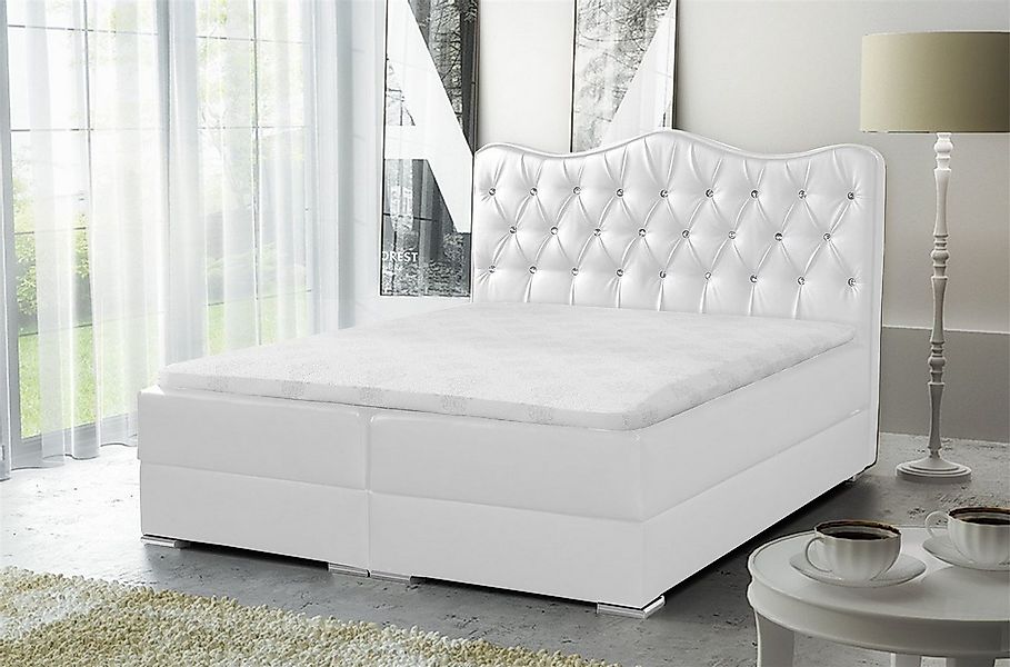 Fun Möbel Boxbett Schlafzimmerbett SULTAN in Kunstleder "Madryt" Weiß (inkl günstig online kaufen