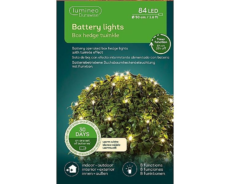 Lumineo LED-Lichternetz Lumineo Durawise Buchsbaumnetz BATTERY LIGHTS 84 LE günstig online kaufen