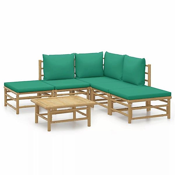 vidaXL Gartenlounge-Set 6-tlg. Garten-Lounge-Set mit Grünen günstig online kaufen