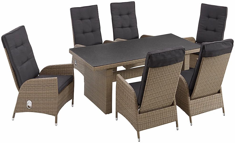 KONIFERA Garten-Essgruppe "Brisbane" Set, 6 Sessel, Rückenlehne verstellbar günstig online kaufen