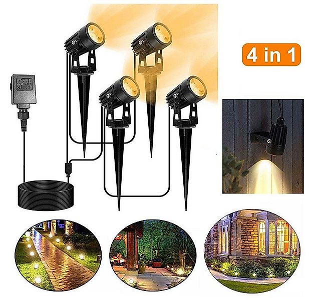 POPOLIC LED Gartenstrahler 4er Set, Außenleuchte mit Erdspieß, Strahler IP6 günstig online kaufen